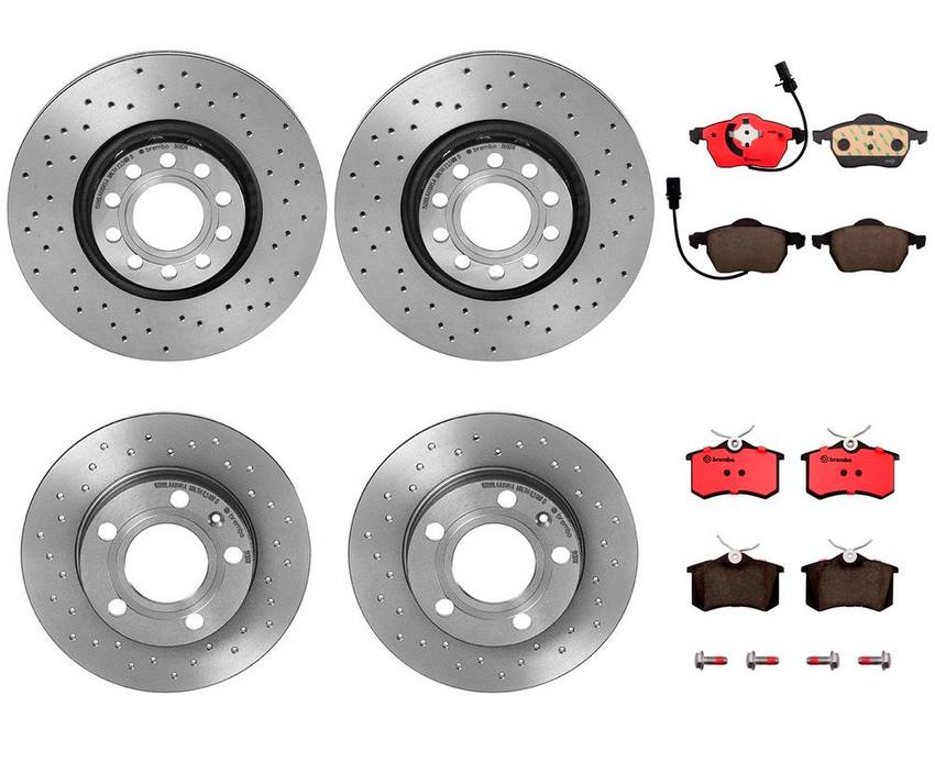 Audi Brake Kit - Pads and Rotors Front and Rear (312mm/245mm) (Xtra) (Ceramic) 8E0698451L - Brembo 3003101KIT